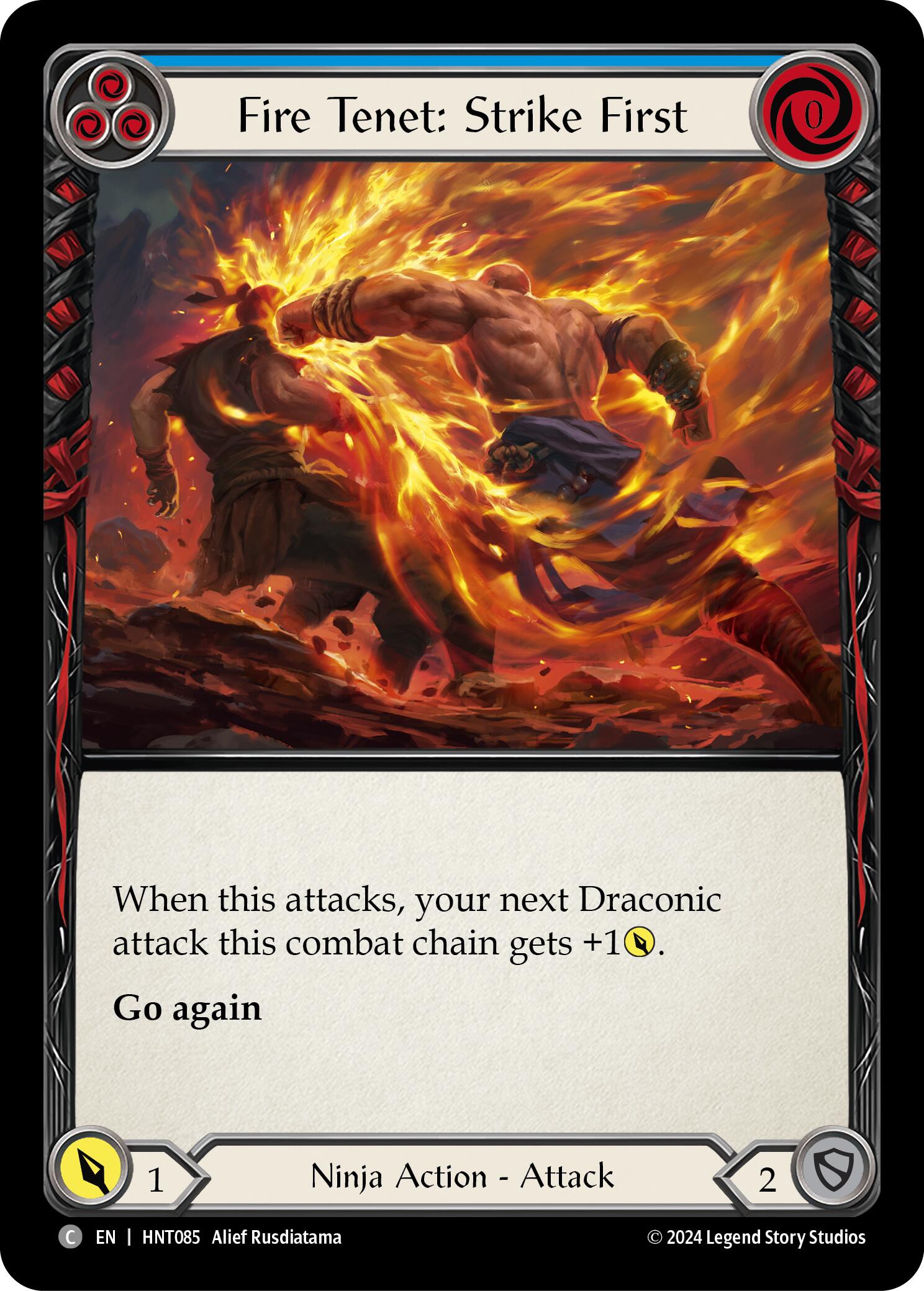 Fire Tenet: Strike First (Blue) [HNT085] (The Hunted) | Card Citadel