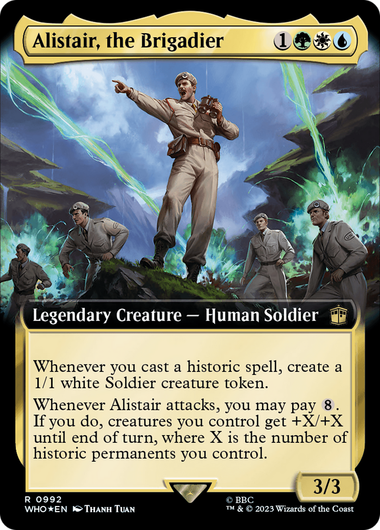 Alistair, the Brigadier (Extended Art) (Surge Foil) [Doctor Who] | Card Citadel