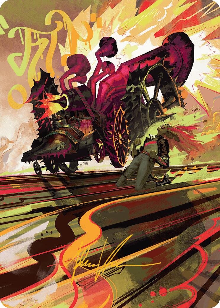 Rocketeer Boostbuggy Art Card (Gold-Stamped Signature) [Aetherdrift Art Series] | Card Citadel