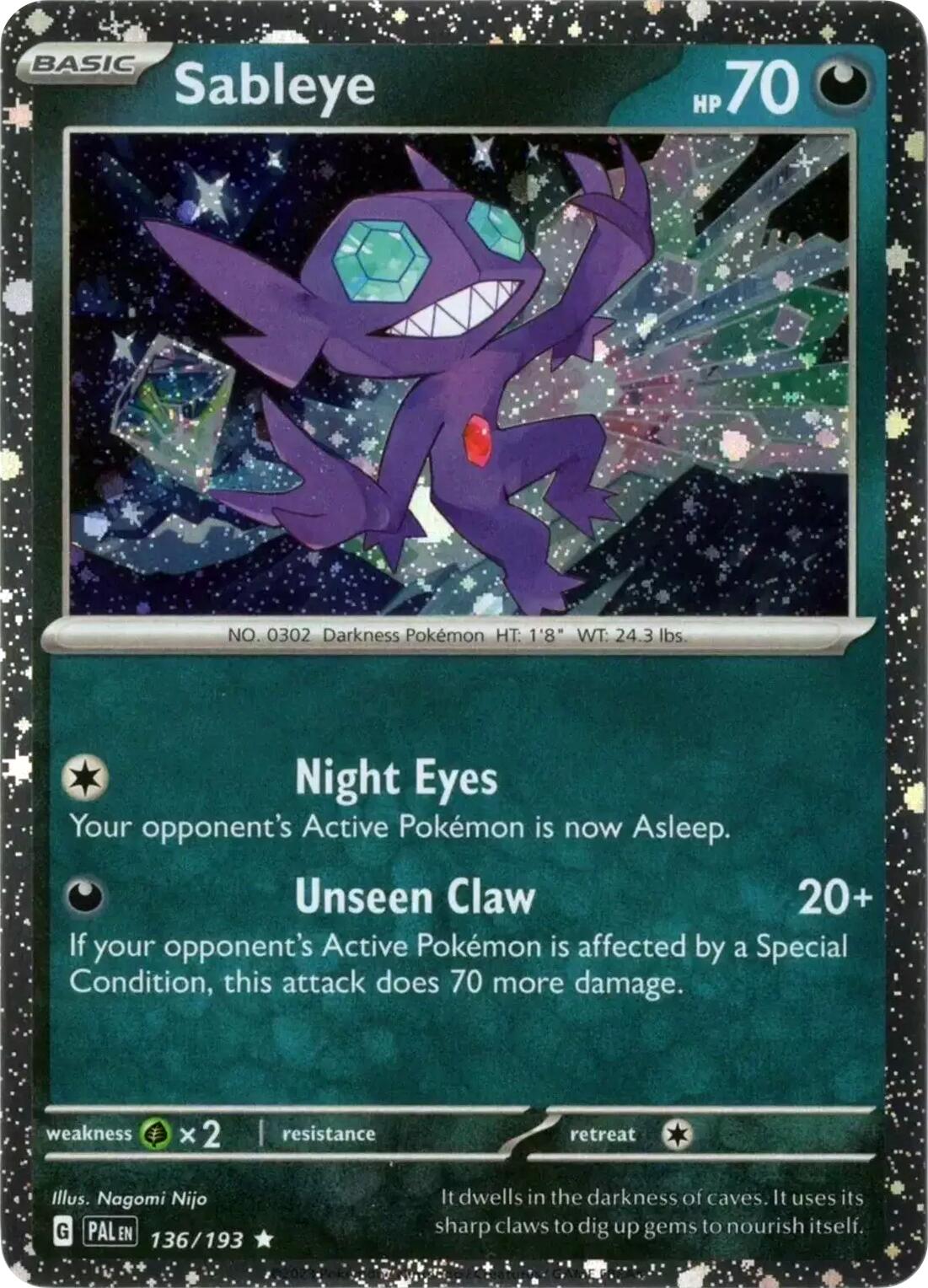 Sableye (136/193) (Cosmos Holo) [Scarlet & Violet: Paldea Evolved] | Card Citadel