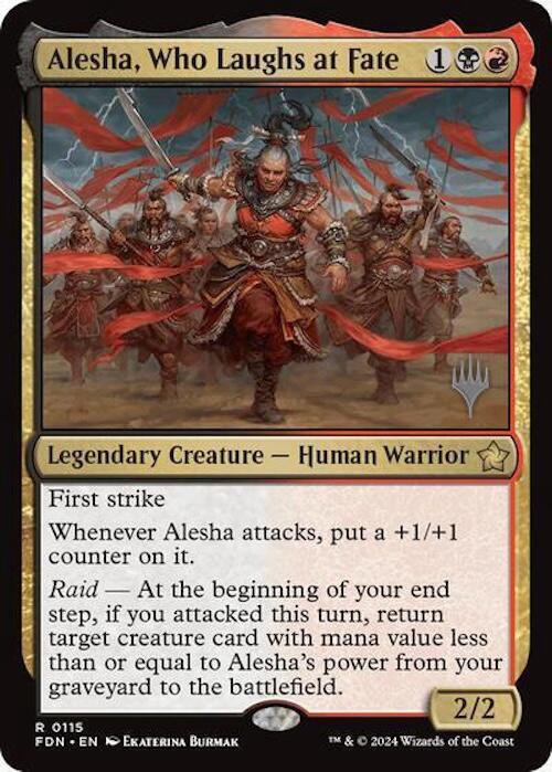Alesha, Who Laughs at Fate (Promo Pack) [Foundations Promos] | Card Citadel