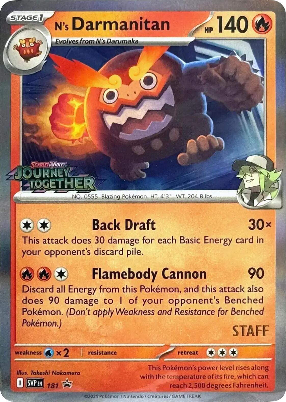 N's Darmanitan (181) (Prerelease Staff) [Scarlet & Violet: Black Star Promos] | Card Citadel