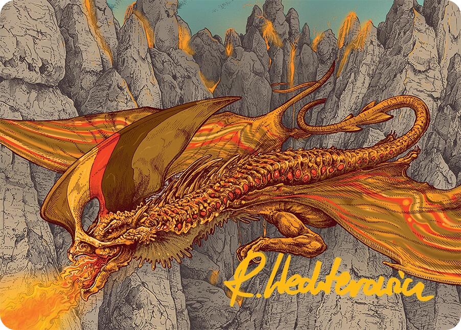Magmatic Hellkite Art Card (34/54) (Gold-Stamped Signature) [Tarkir: Dragonstorm Art Series] | Card Citadel