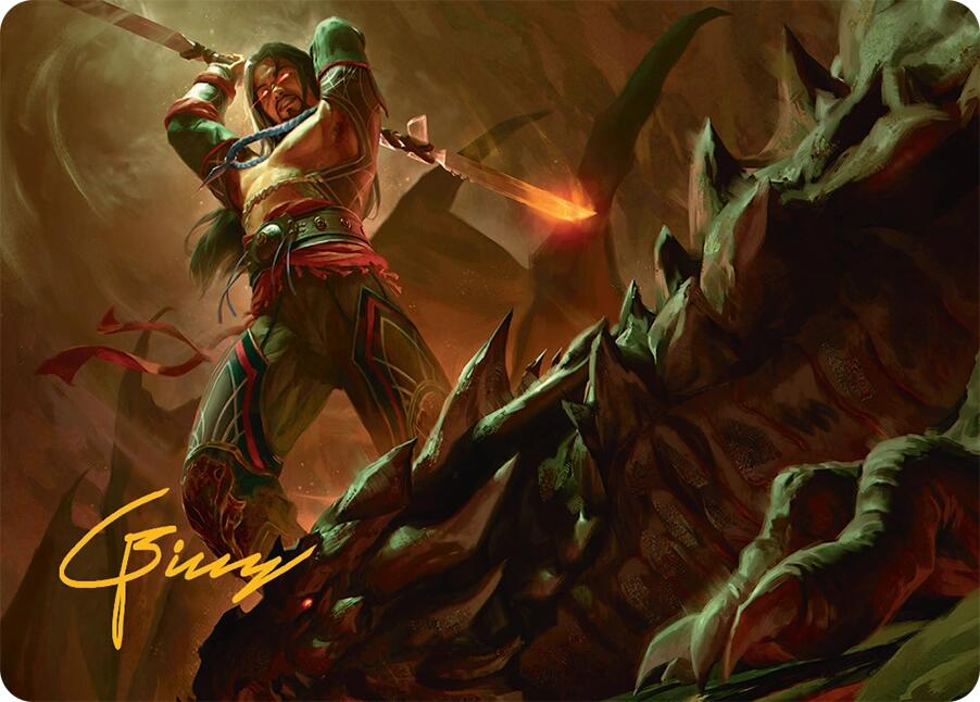 Sarkhan's Resolve Art Card (18/54) (Gold-Stamped Signature) [Tarkir: Dragonstorm Art Series] | Card Citadel