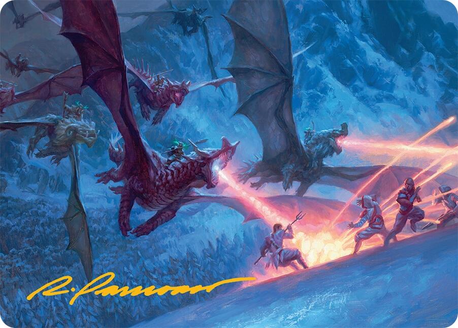 Dragonback Assault Art Card (22/54) (Gold-Stamped Signature) [Tarkir: Dragonstorm Art Series] | Card Citadel