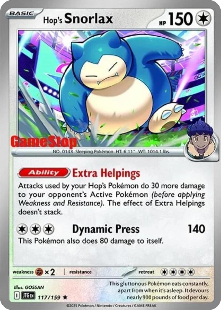 Hop's Snorlax (117/159) (GameStop) (Cosmos Holo) [Scarlet & Violet: Journey Together] | Card Citadel