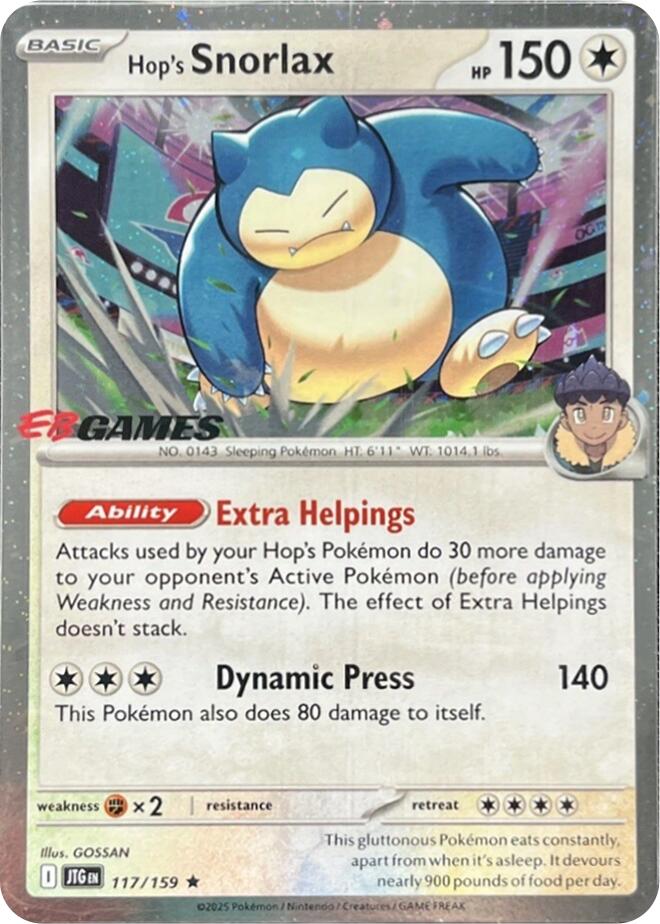 Hop's Snorlax (117/159) (EB Games) (Cosmos Holo) [Scarlet & Violet: Journey Together] | Card Citadel