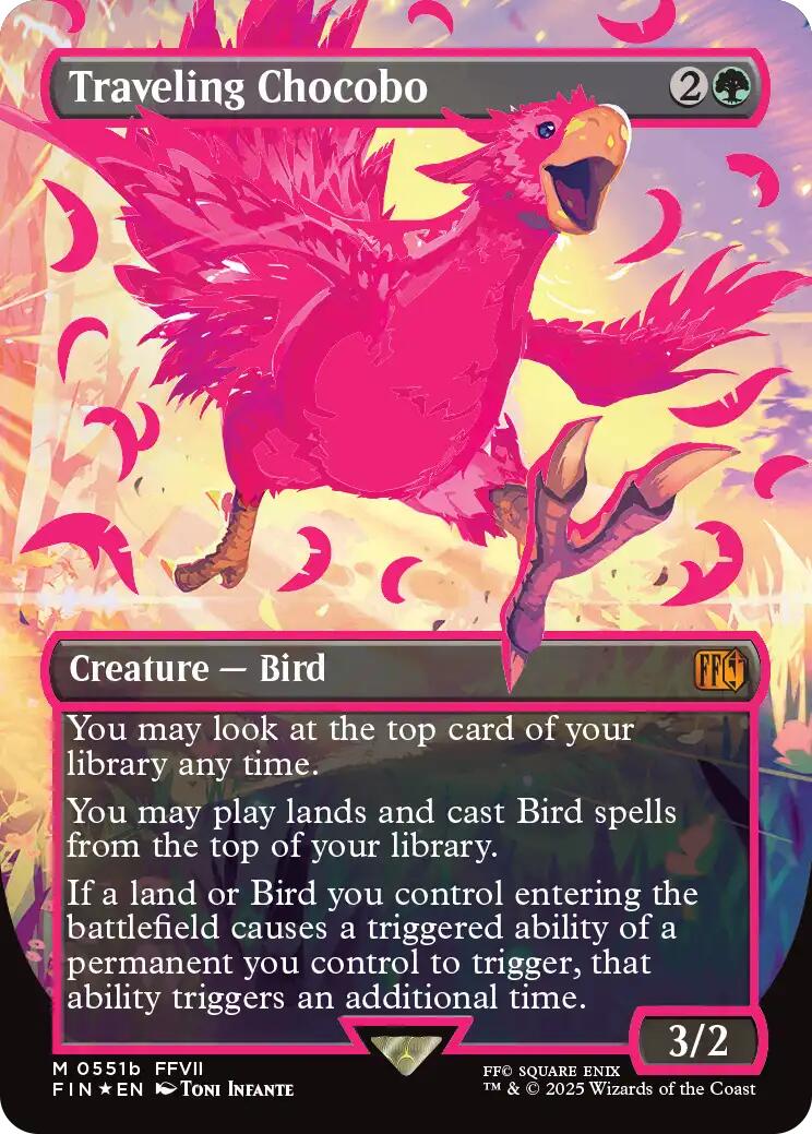 Traveling Chocobo (Borderless) (Neon Ink Pink) [FINAL FANTASY] | Card Citadel