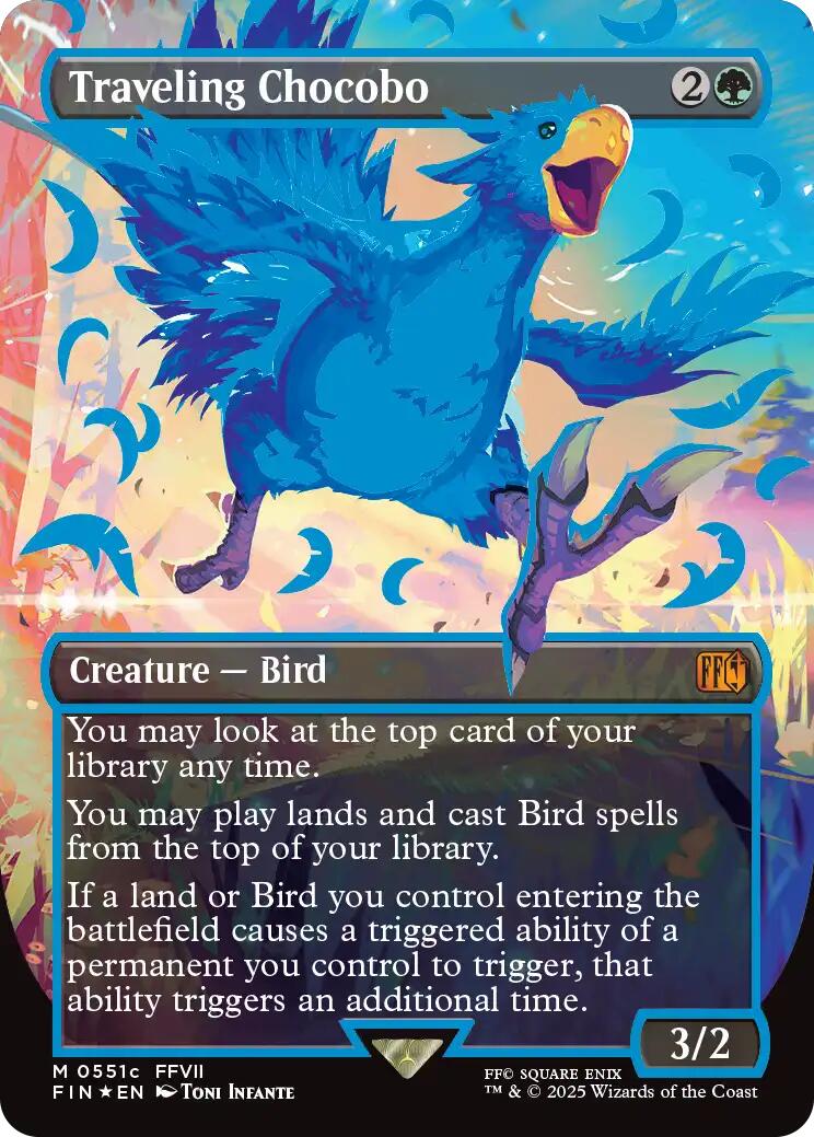 Traveling Chocobo (Borderless) (Neon Ink Blue) [FINAL FANTASY] | Card Citadel