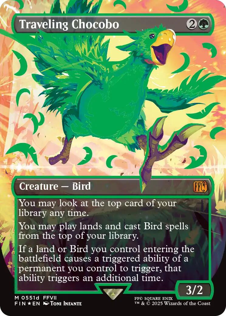 Traveling Chocobo (Borderless) (Neon Ink Green) [FINAL FANTASY] | Card Citadel