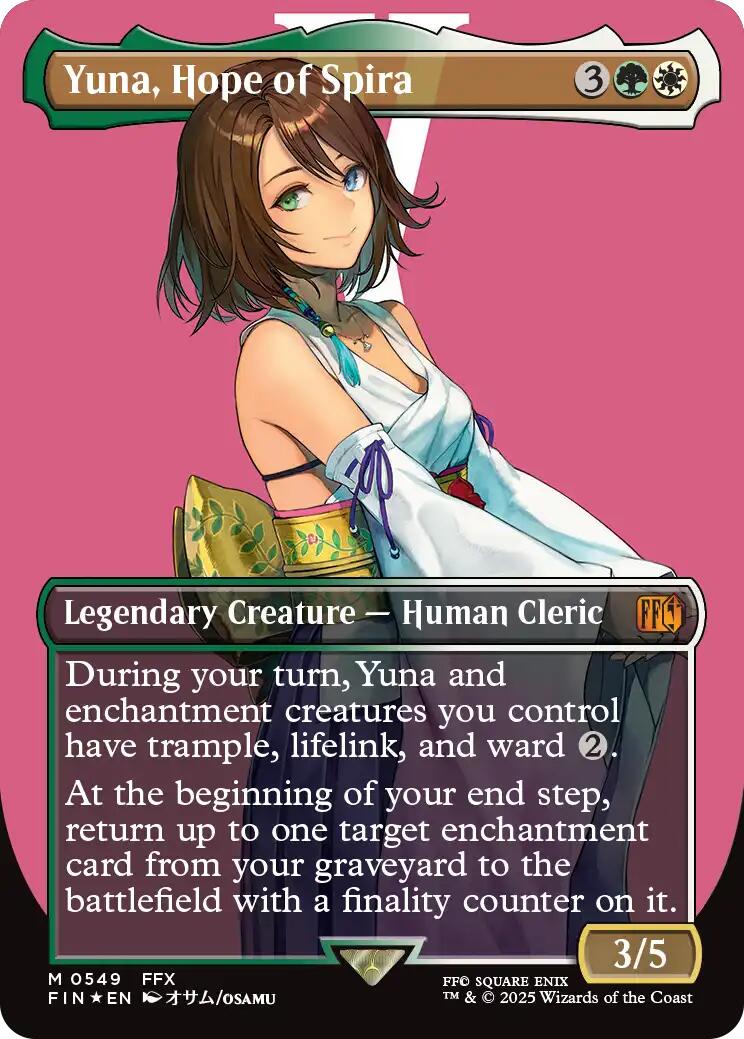 Yuna, Hope of Spira (Borderless) (Surge Foil) [FINAL FANTASY] | Card Citadel