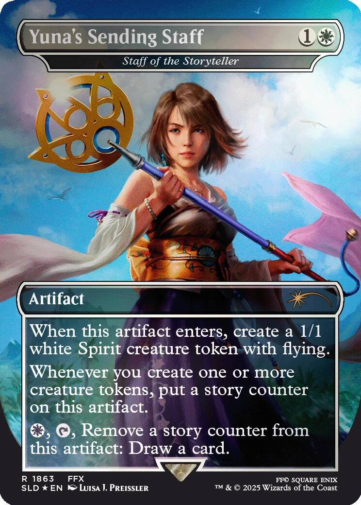 Yuna's Sending Staff - Staff of the Storyteller (Rainbow Foil) [Secret Lair Drop Series] | Card Citadel