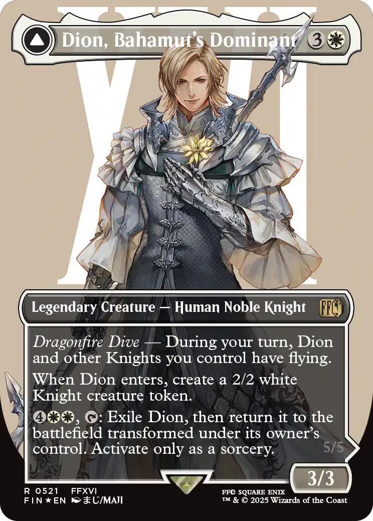 Dion, Bahamut's Dominant // Bahamut, Warden of Light (Borderless) (Surge Foil) [FINAL FANTASY] | Card Citadel