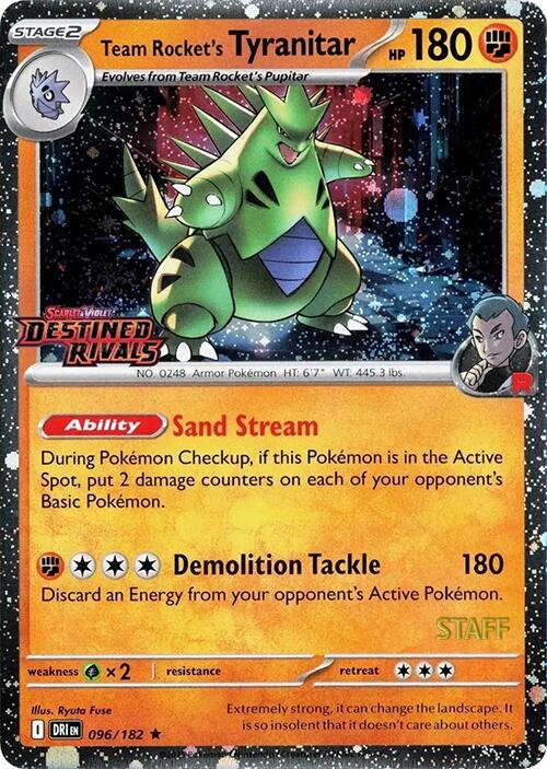 Team Rocket's Tyranitar (096/182) (Prerelease Staff) [Scarlet & Violet: Destined Rivals] | Card Citadel