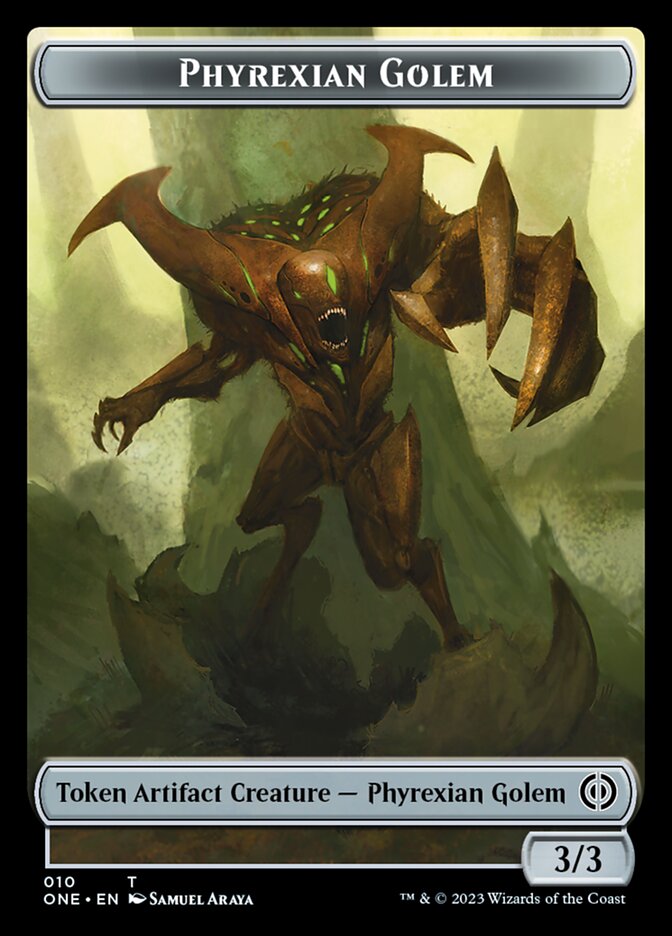 Rebel // Phyrexian Golem Double-Sided Token [Phyrexia: All Will Be One Tokens] | Card Citadel
