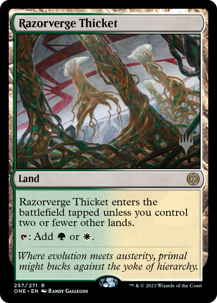 Razorverge Thicket (Promo Pack) [Phyrexia: All Will Be One Promos] | Card Citadel
