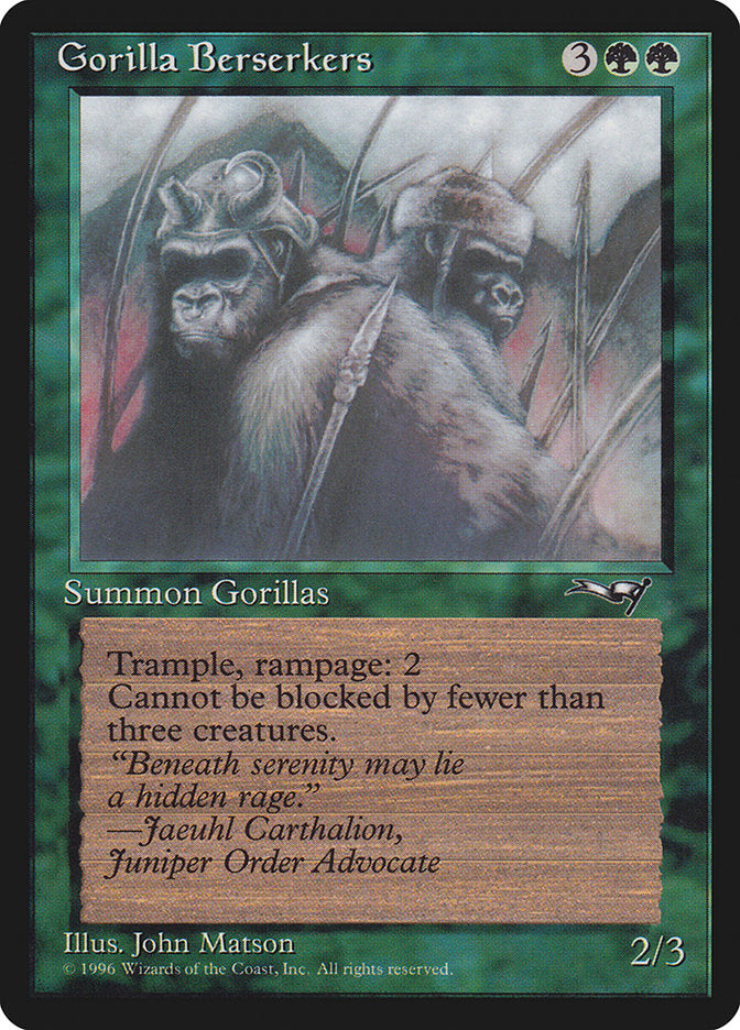 Gorilla Berserkers (Mouths Closed) [Alliances] | Card Citadel