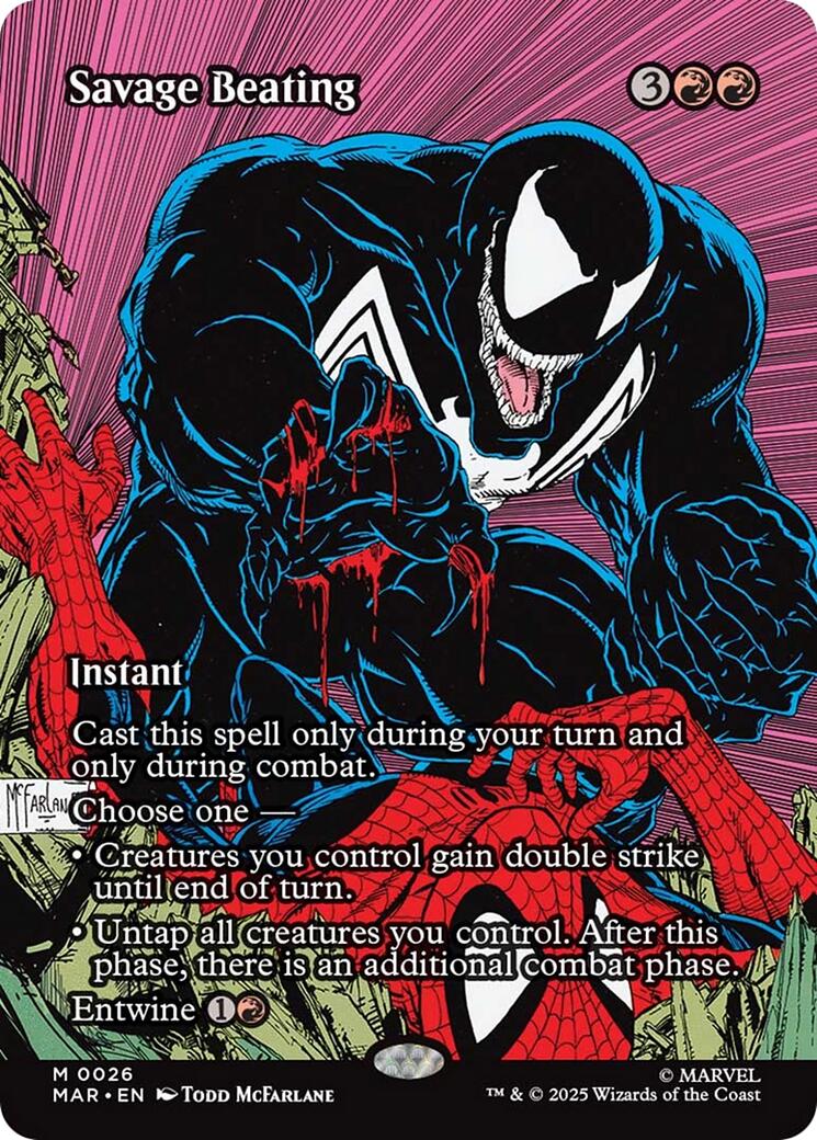 Savage Beating (Borderless) [Marvel's Spider-Man: Eternal-Legal] | Card Citadel