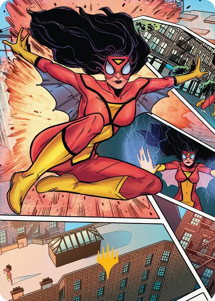 Spider-Woman, Stunning Savior Art Card (Gold-Stamped Planeswalker Symbol) [Marvel's Spider-Man Art Series] | Card Citadel