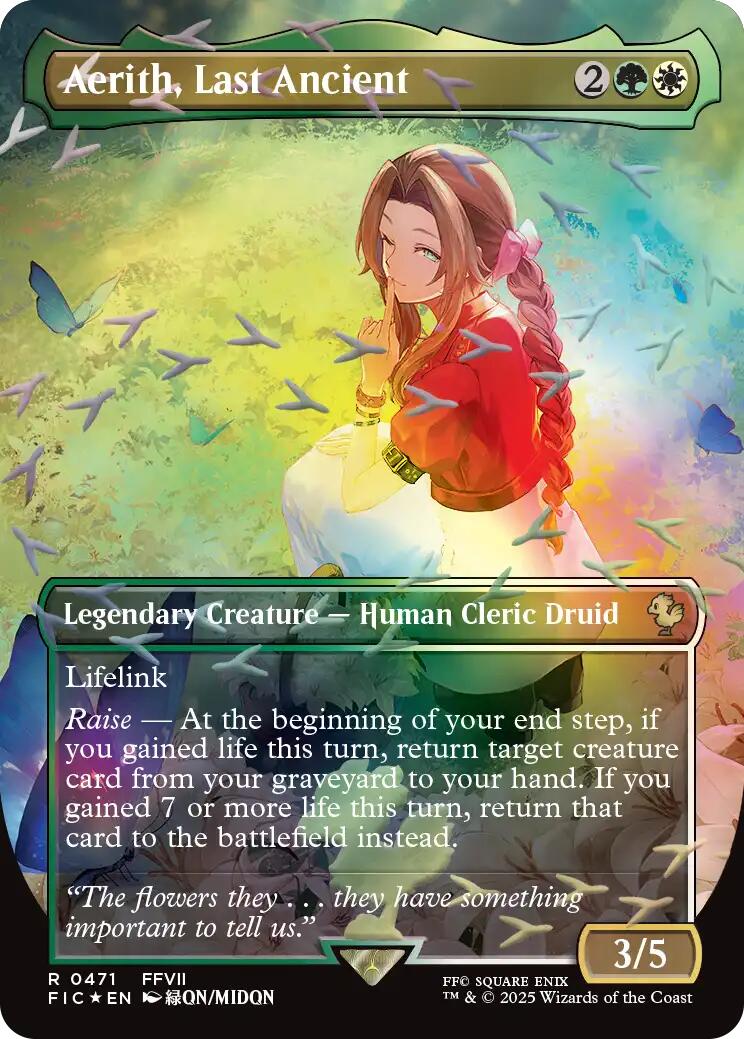 Aerith, Last Ancient (Borderless) (Chocobo Track Foil) [FINAL FANTASY Commander] | Card Citadel