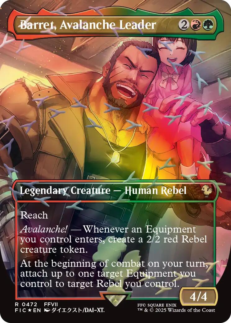 Barret, Avalanche Leader (Borderless) (Chocobo Track Foil) [FINAL FANTASY Commander] | Card Citadel