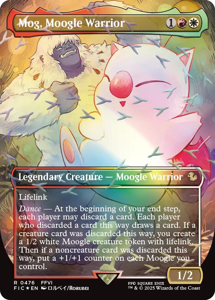 Mog, Moogle Warrior (Borderless) (Chocobo Track Foil) [FINAL FANTASY Commander] | Card Citadel