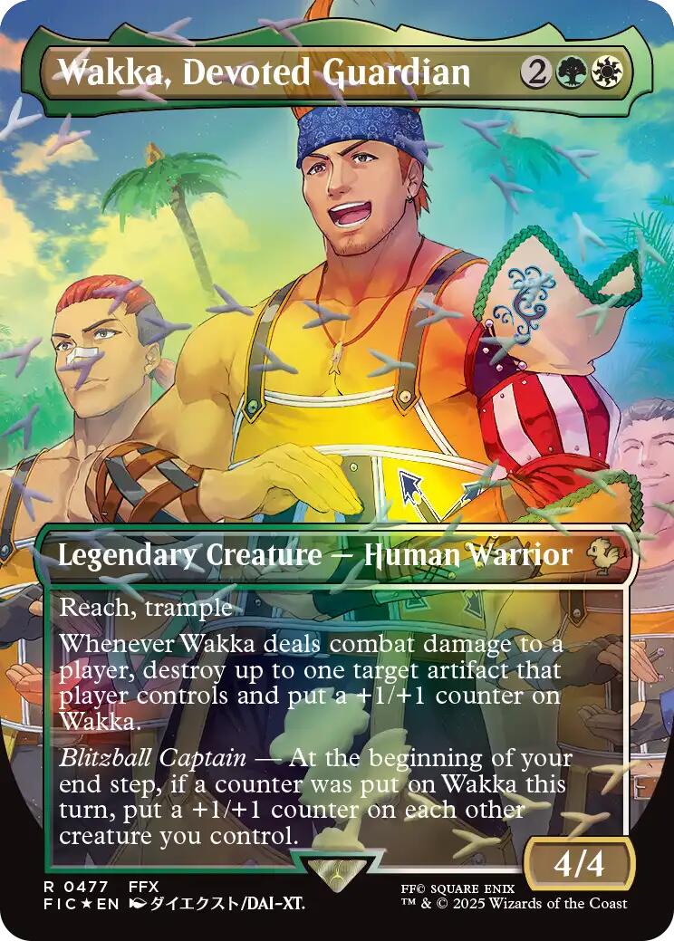 Wakka, Devoted Guardian (Borderless) (Chocobo Track Foil) [FINAL FANTASY Commander] | Card Citadel