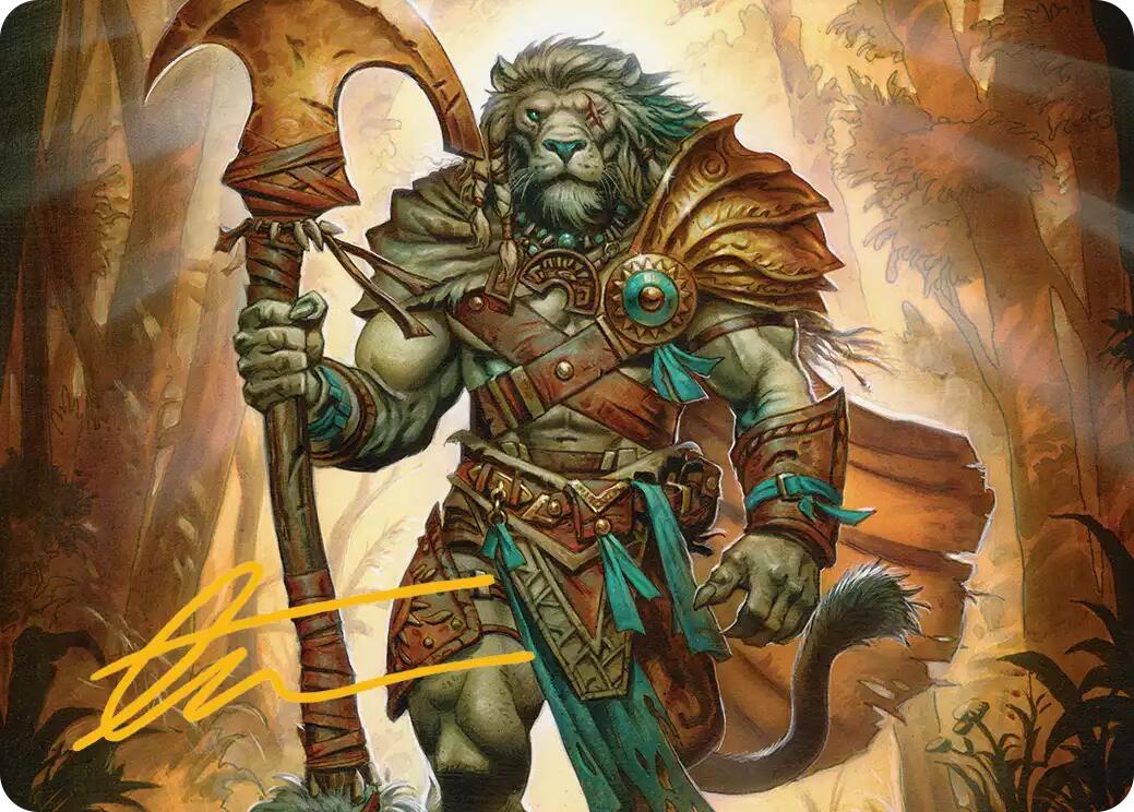 Ajani, Outland Chaperone Art Card (Gold-Stamped Signature) [Lorwyn Eclipsed Art Series] | Card Citadel