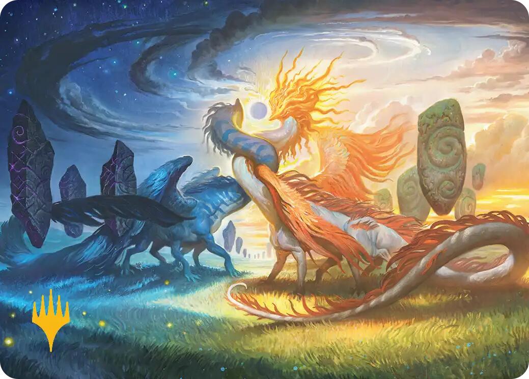 Celestial Reunion Art Card (19/54) (Gold-Stamped Planeswalker Symbol) [Lorwyn Eclipsed Art Series] | Card Citadel