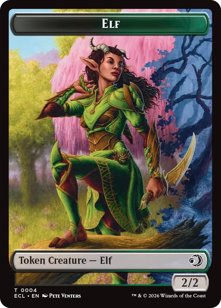 Elf // Treasure Double-Sided Token [Lorwyn Eclipsed Tokens] | Card Citadel