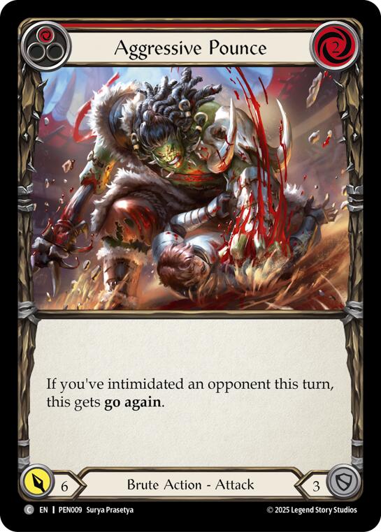 Aggressive Pounce (Red) (Rainbow Foil) [PEN009] (Compendium of Rathe)  Rainbow Foil | Card Citadel