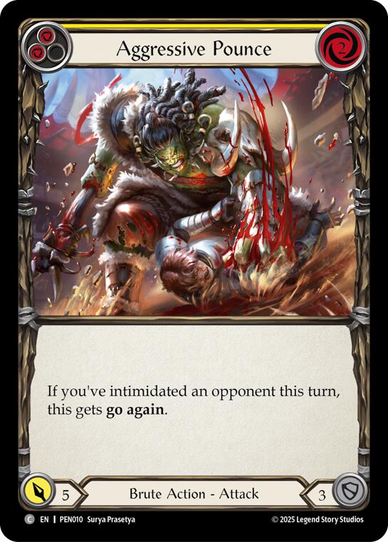 Aggressive Pounce (Yellow) (Rainbow Foil) [PEN010] (Compendium of Rathe)  Rainbow Foil | Card Citadel
