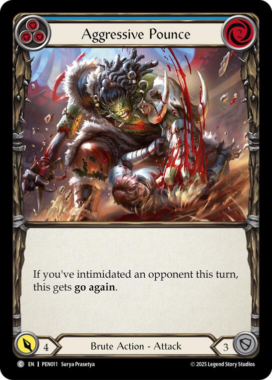 Aggressive Pounce (Blue) (Rainbow Foil) [PEN011] (Compendium of Rathe)  Rainbow Foil | Card Citadel