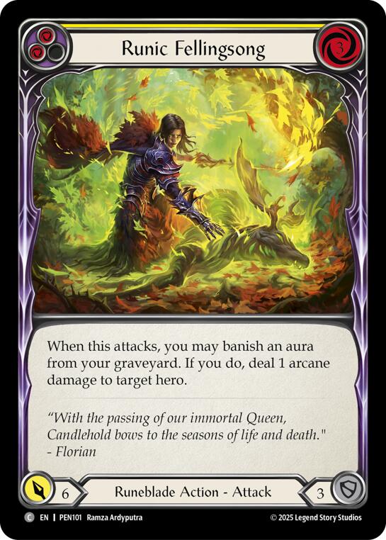 Runic Fellingsong (Yellow) (Regular) [PEN101] (Compendium of Rathe) | Card Citadel