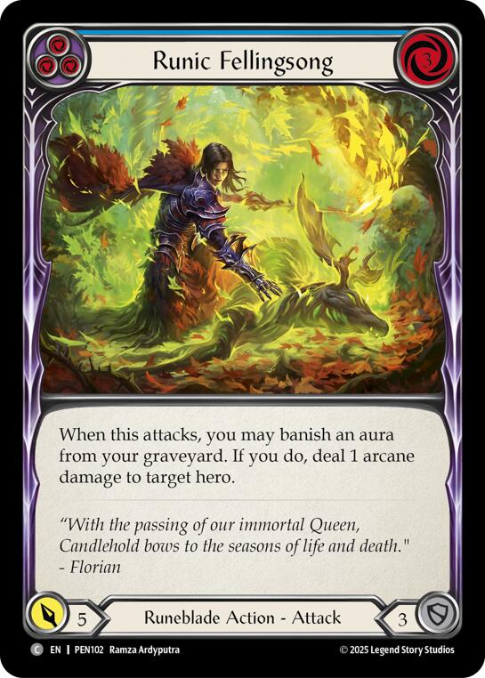 Runic Fellingsong (Blue) (Rainbow Foil) [PEN102] (Compendium of Rathe)  Rainbow Foil | Card Citadel