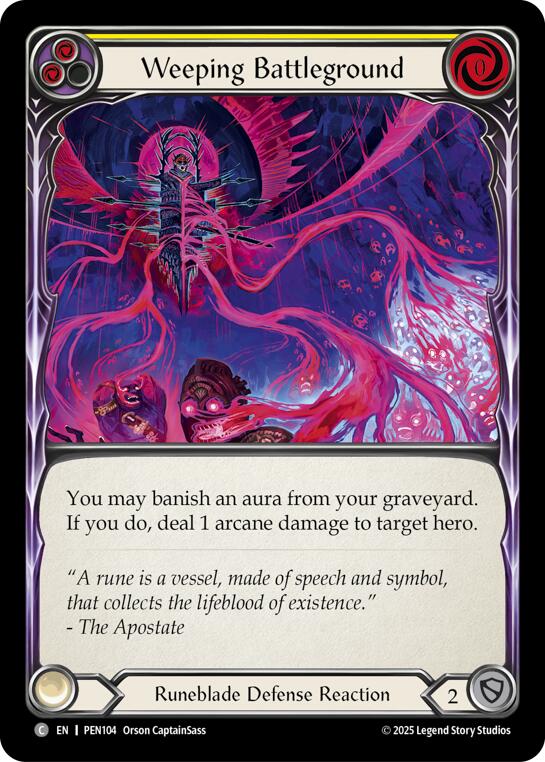 Weeping Battleground (Yellow) (Rainbow Foil) [PEN104] (Compendium of Rathe)  Rainbow Foil | Card Citadel