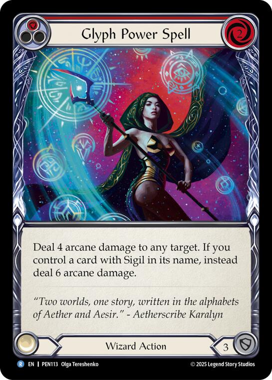 Glyph Power Spell (Red) (Rainbow Foil) [PEN113] (Compendium of Rathe)  Rainbow Foil | Card Citadel