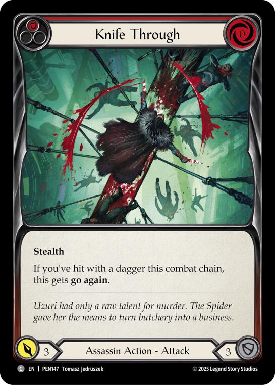 Knife Through (Red) (Rainbow Foil) [PEN147] (Compendium of Rathe)  Rainbow Foil | Card Citadel