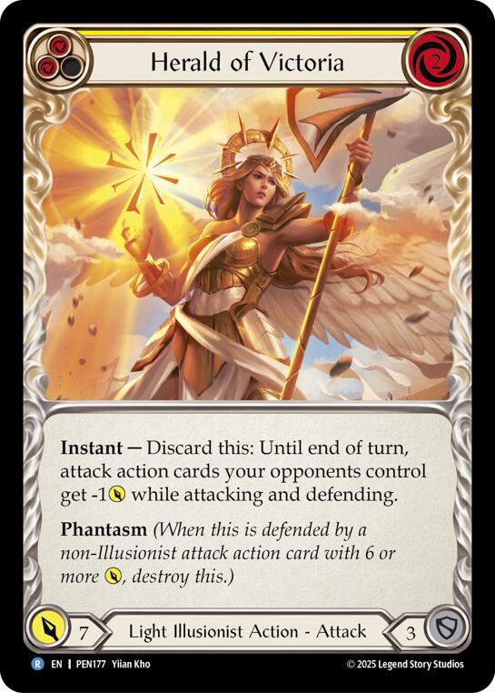 Herald Of Victoria (Yellow) (Rainbow Foil) [PEN177] (Compendium of Rathe)  Rainbow Foil | Card Citadel
