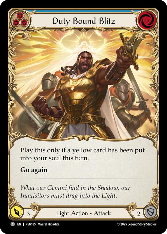 Duty Bound Blitz (Blue) (Rainbow Foil) [PEN185] (Compendium of Rathe)  Rainbow Foil | Card Citadel
