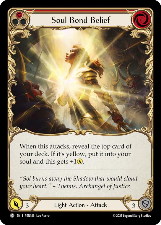 Soul Bond Belief (Red) (Rainbow Foil) [PEN186] (Compendium of Rathe)  Rainbow Foil | Card Citadel