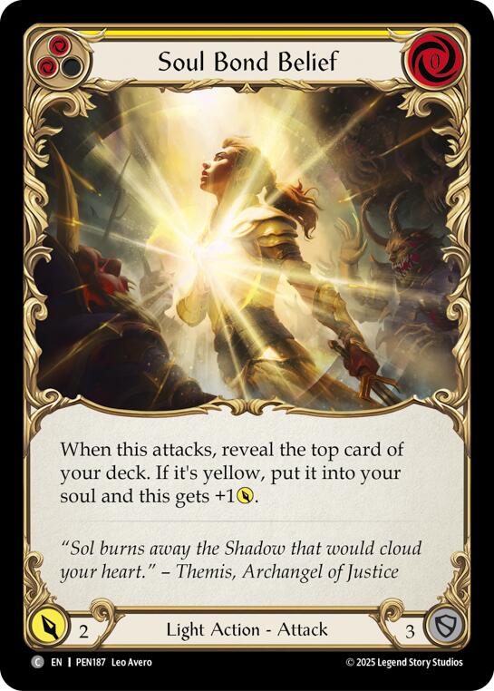 Soul Bond Belief (Yellow) (Rainbow Foil) [PEN187] (Compendium of Rathe)  Rainbow Foil | Card Citadel