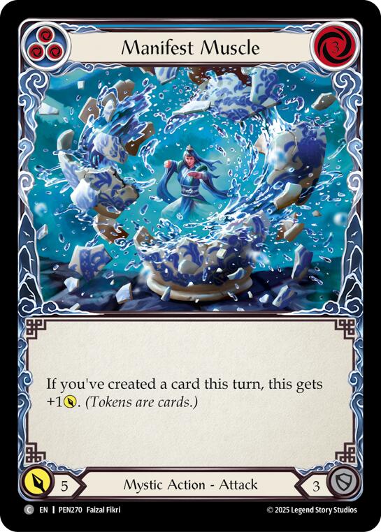 Manifest Muscle (Blue) (Rainbow Foil) [PEN270] (Compendium of Rathe)  Rainbow Foil | Card Citadel