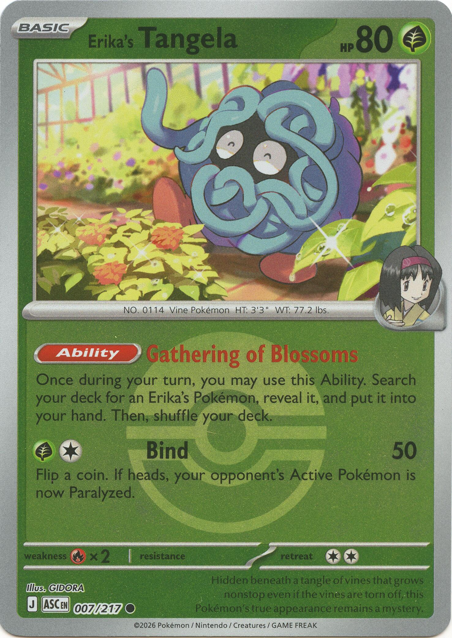 Erika's Tangela (007/217) (Poke Ball) [Mega Evolution: Ascended Heroes] | Card Citadel