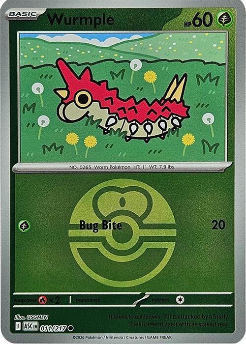 Wurmple (011/217) (Love Ball) [Mega Evolution: Ascended Heroes] | Card Citadel