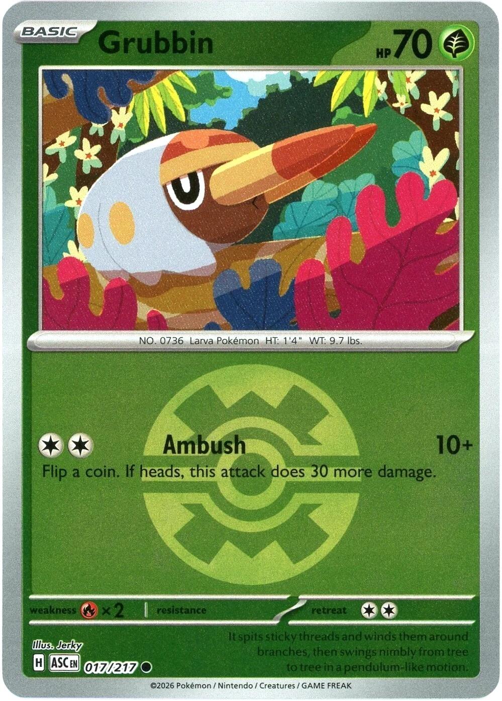 Grubbin (017/217) (Quick Ball) [Mega Evolution: Ascended Heroes] | Card Citadel
