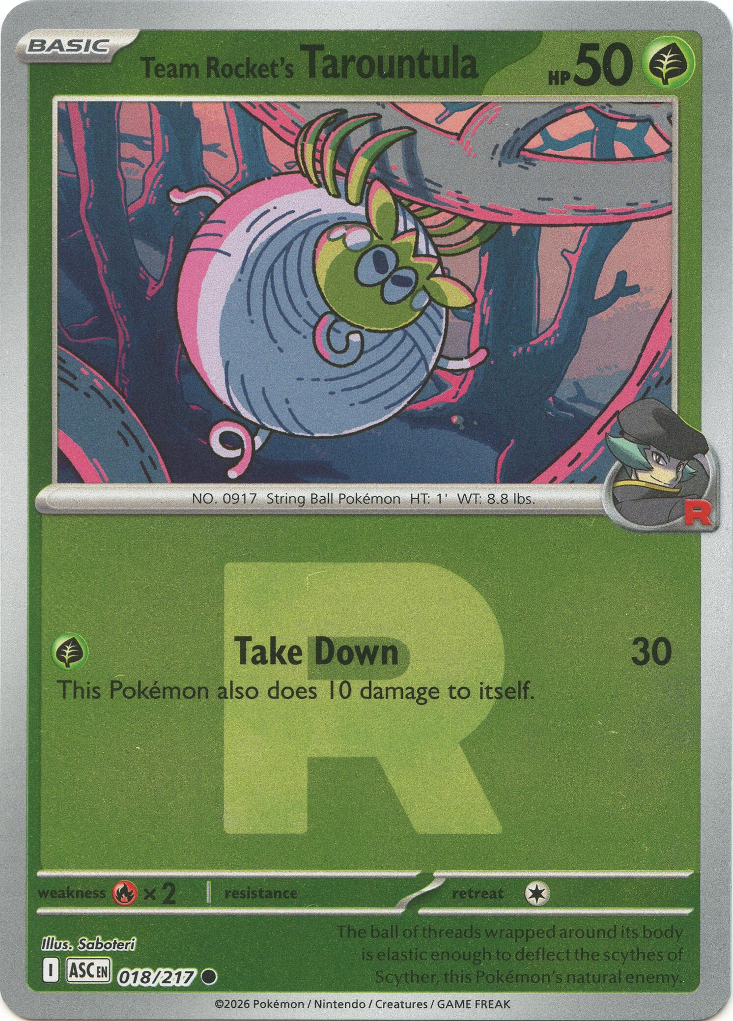 Team Rocket's Tarountula (018/217) (Team Rocket) [Mega Evolution: Ascended Heroes] | Card Citadel