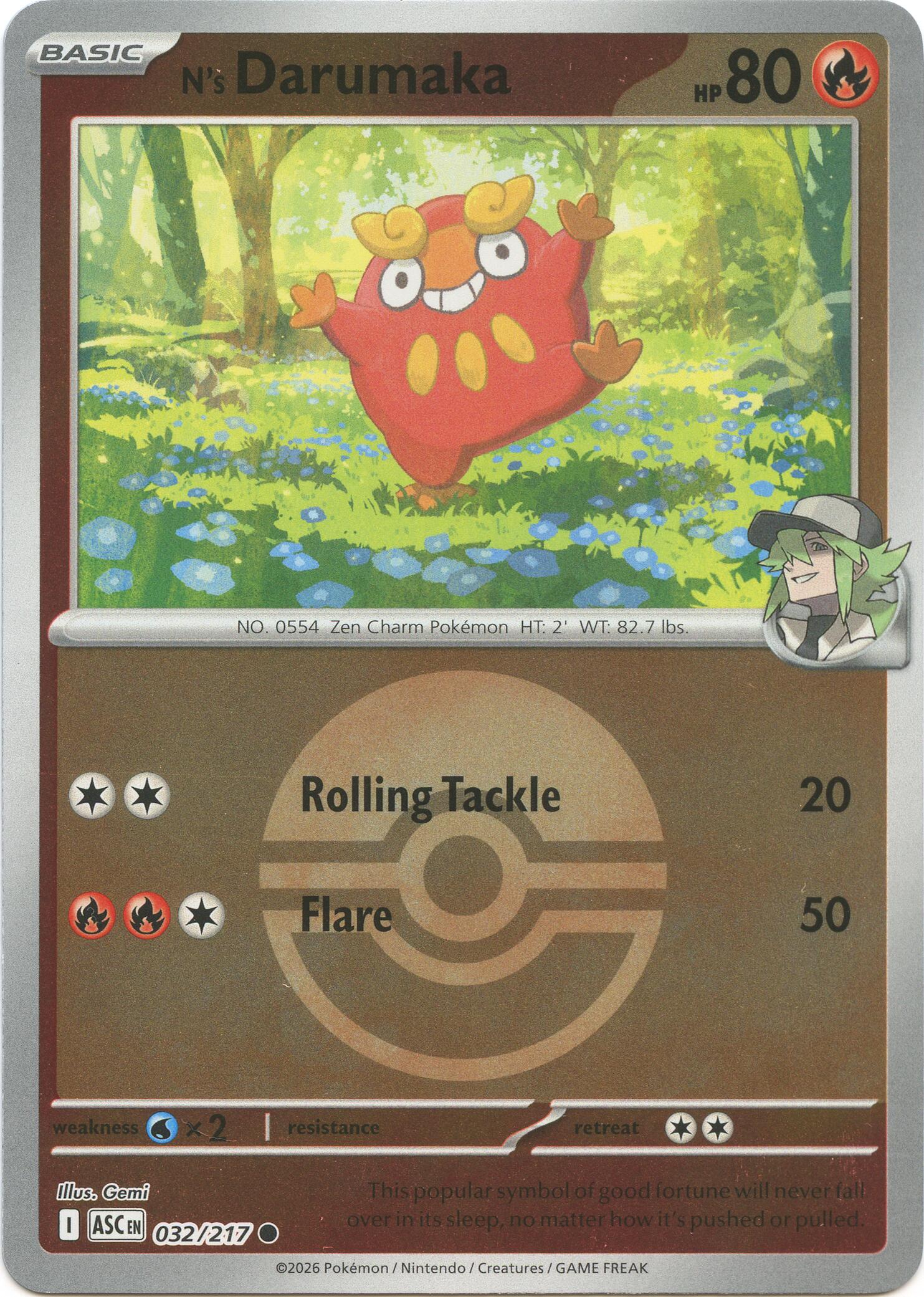 N's Darumaka (032/217) (Poke Ball) [Mega Evolution: Ascended Heroes] | Card Citadel