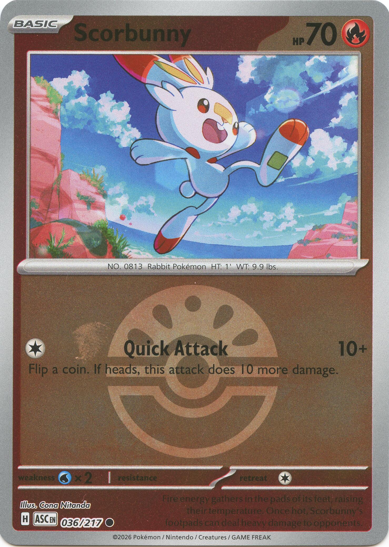 Scorbunny (036/217) (Friend Ball) [Mega Evolution: Ascended Heroes] | Card Citadel