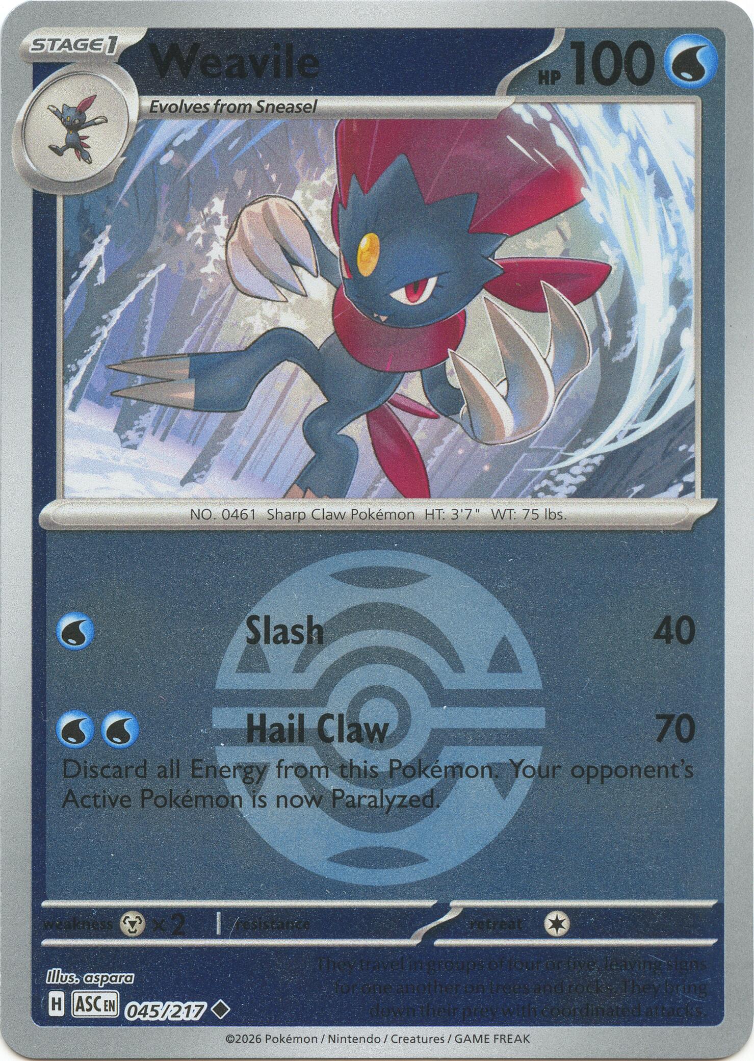 Weavile (045/217) (Dusk Ball) [Mega Evolution: Ascended Heroes] | Card Citadel